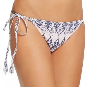 Eberjey Blue and White Ikat Tie-Side Bikini Bottom